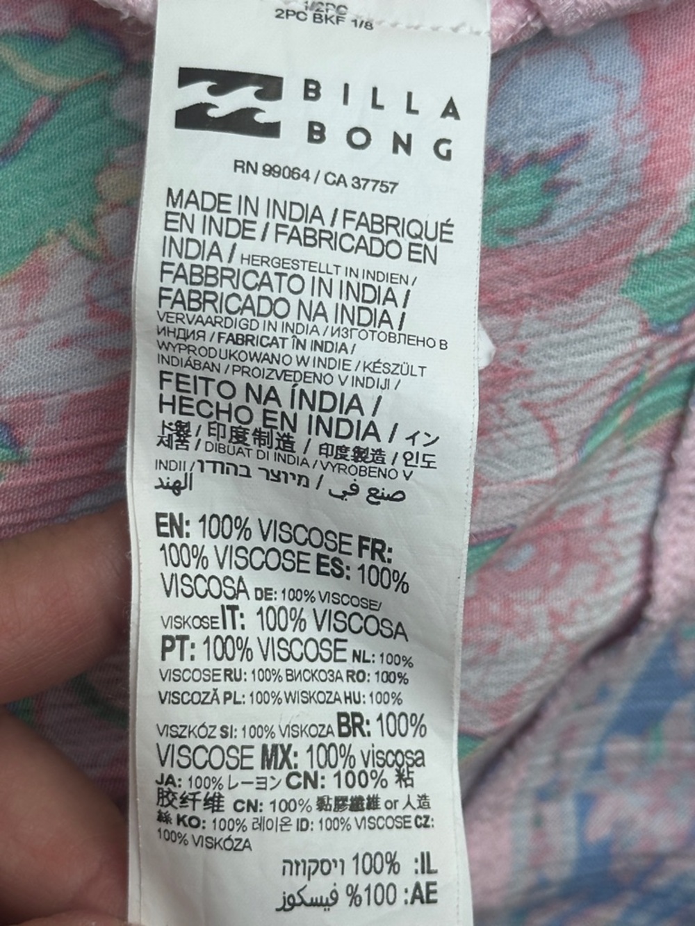Billabong Floral Border Print Maxi Dress Blue Pink Size XS - Picture 7 of 11